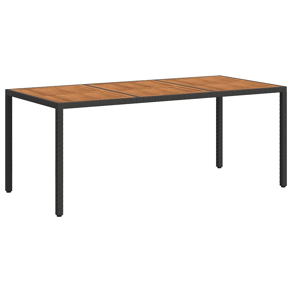 vidaXL Garden Table | Black | Poly Rattan | Large | Decorative Inlays