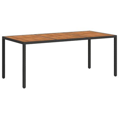 vidaXL Garden Table | Black | Poly Rattan | Large | Decorative Inlays