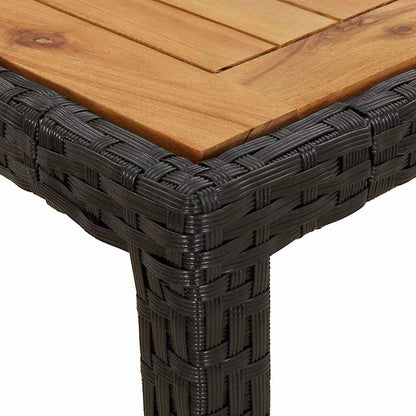 vidaXL Garden Table | Black | Poly Rattan | Large | Decorative Inlays