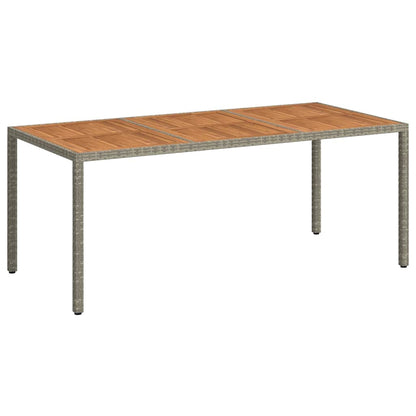 316723 vidaXL Garden Table 190x90x75 cm Poly Rattan and Acacia Wood Grey