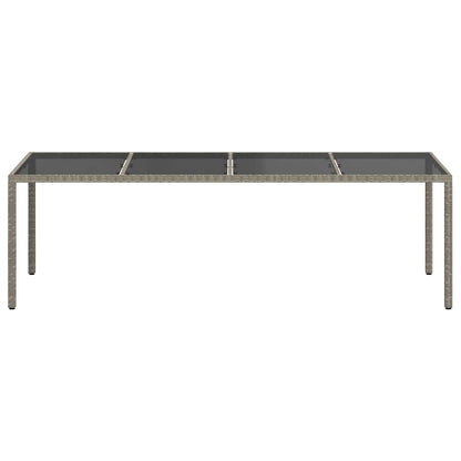 vidaXL Garden Table Grey 250x100x75 cm Tempered Glass and Poly Rattan
