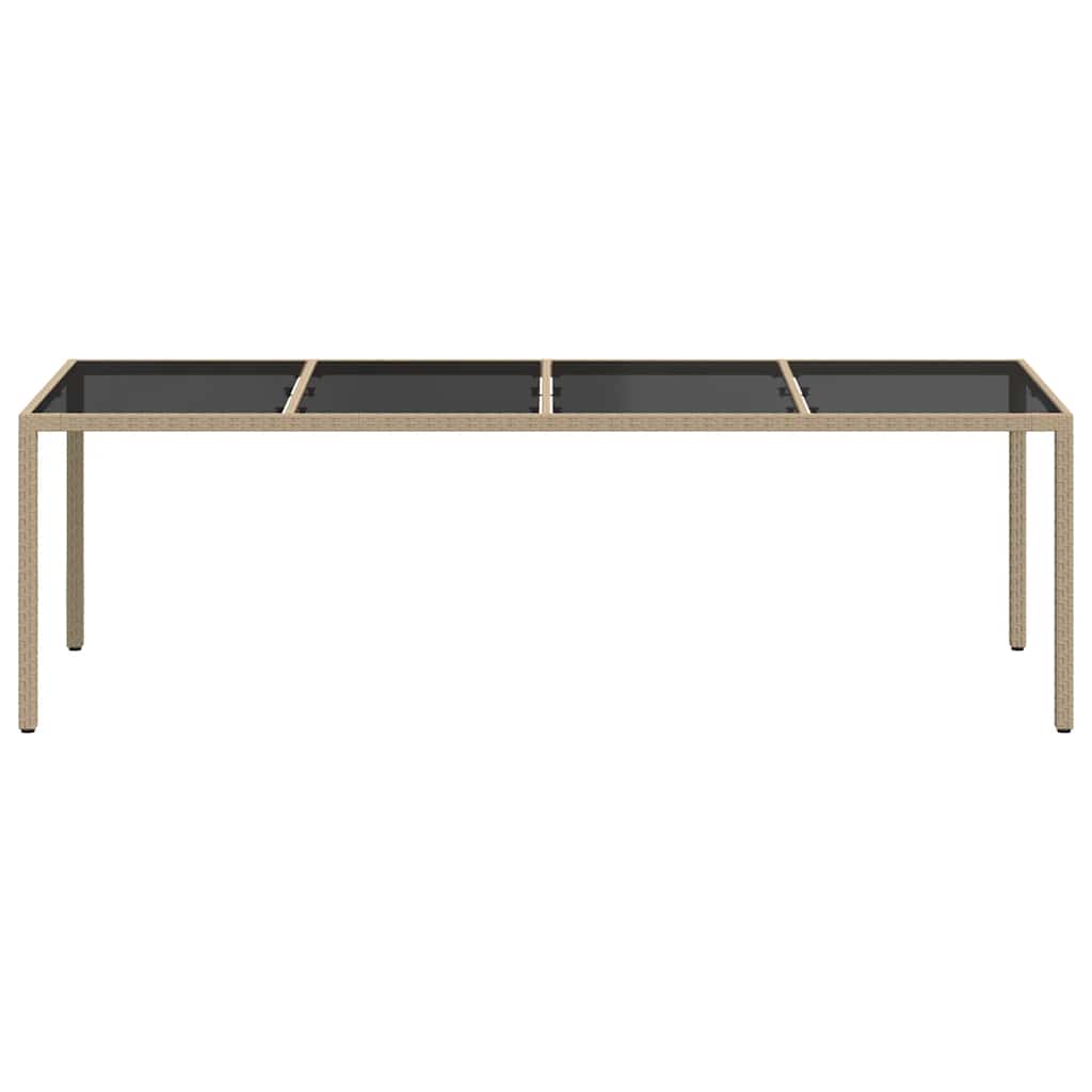 vidaXL Garden Table Beige 250x100x75 cm Tempered Glass and Poly Rattan