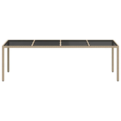 vidaXL Garden Table Beige 250x100x75 cm Tempered Glass and Poly Rattan