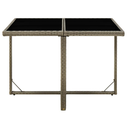 vidaXL Garden Table Grey 109x107x74 cm Poly Rattan and Glass