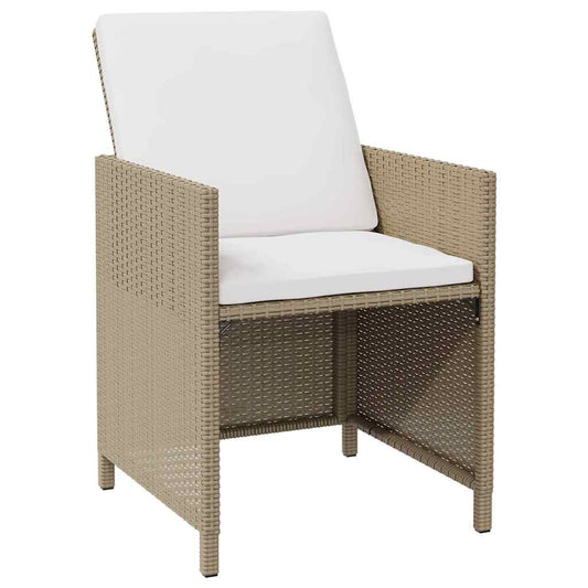 vidaXL Garden Chairs with Stools 2 pcs Poly Rattan Beige