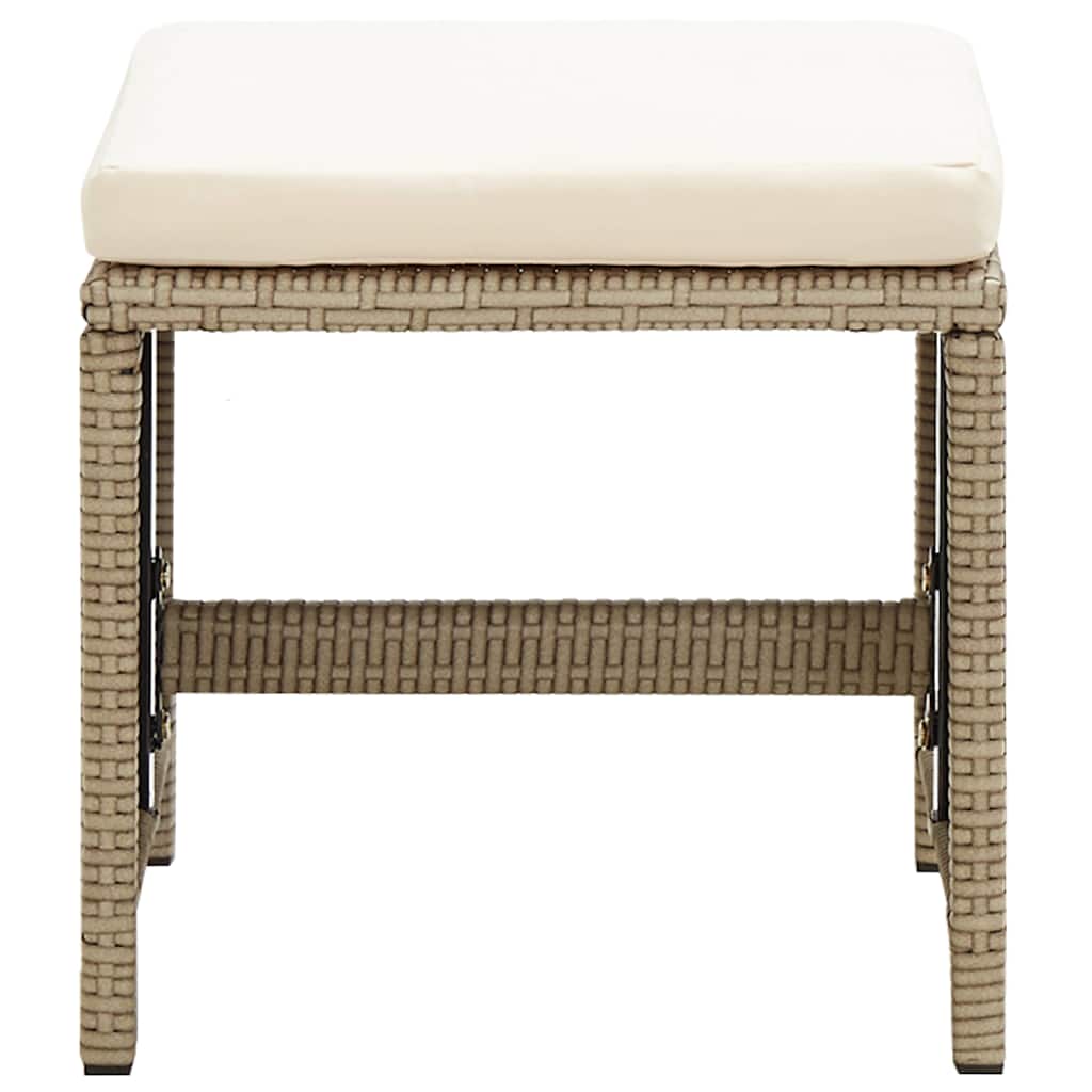 vidaXL Garden Chairs with Stools 2 pcs Poly Rattan Beige
