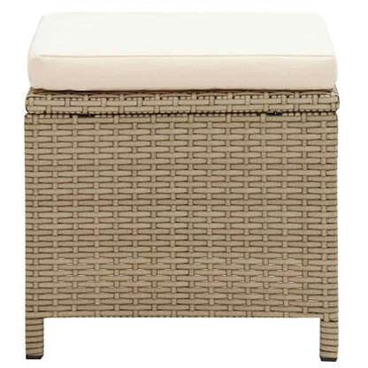 vidaXL Garden Chairs with Stools 2 pcs Poly Rattan Beige