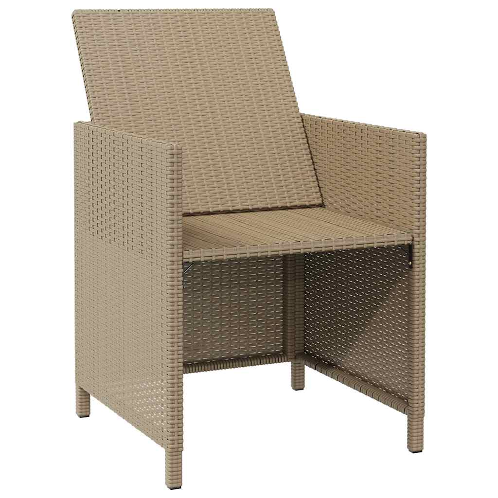vidaXL Garden Chairs with Stools 2 pcs Poly Rattan Beige