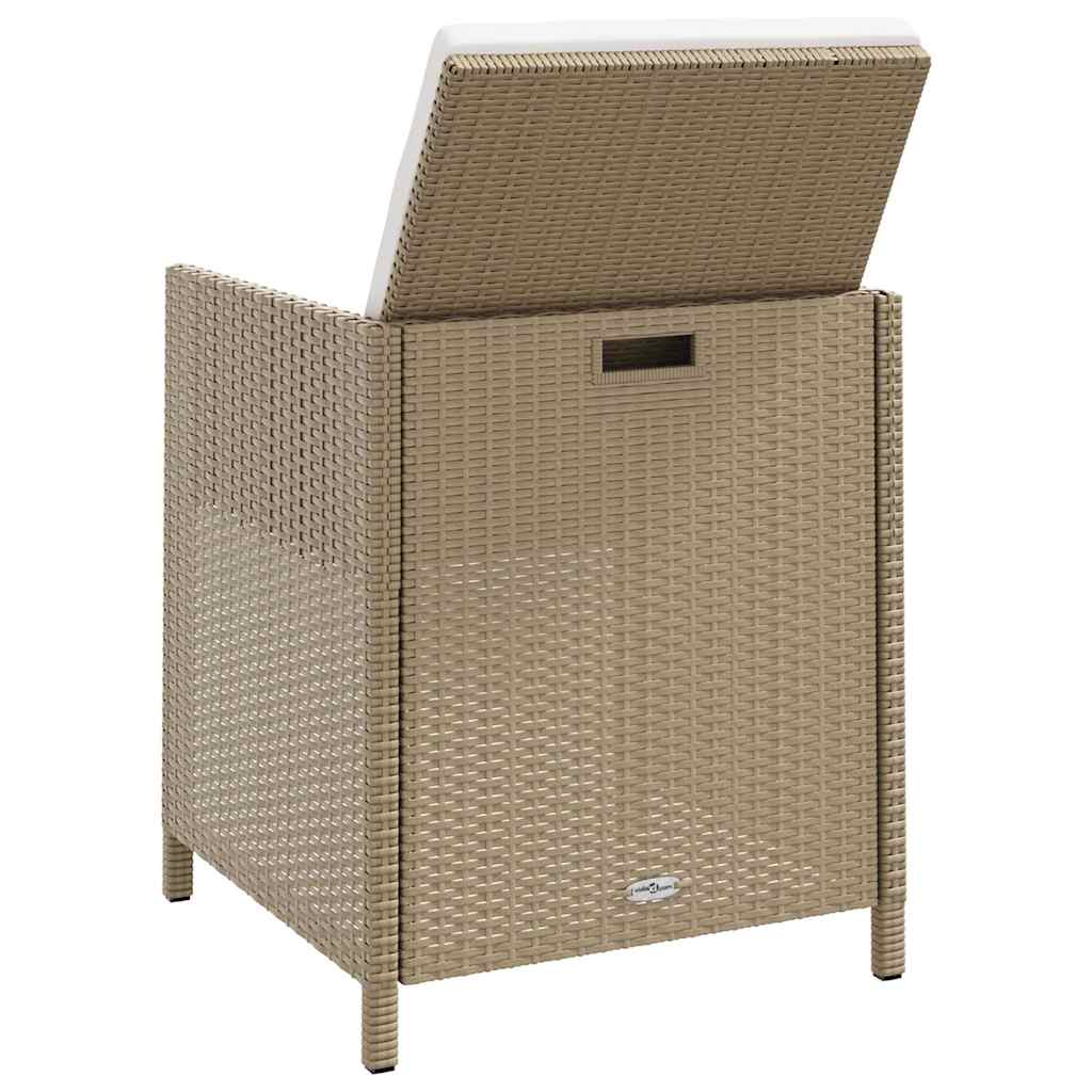 vidaXL Garden Chairs with Stools 2 pcs Poly Rattan Beige