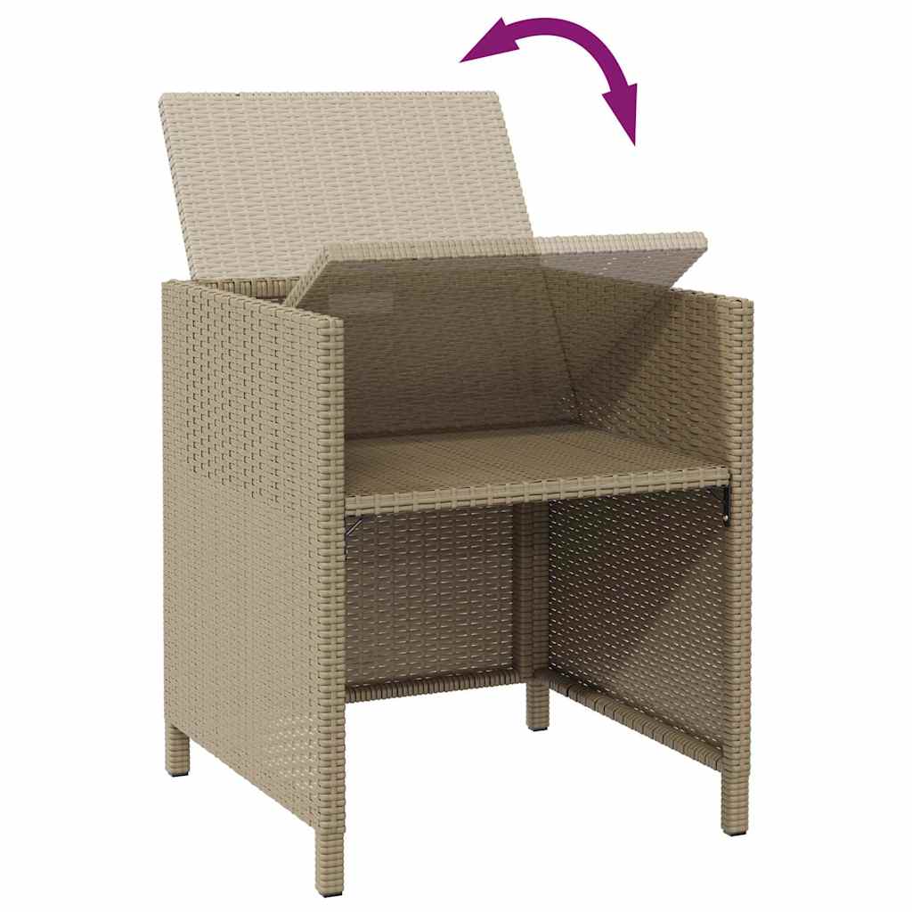 vidaXL Garden Chairs with Stools 2 pcs Poly Rattan Beige