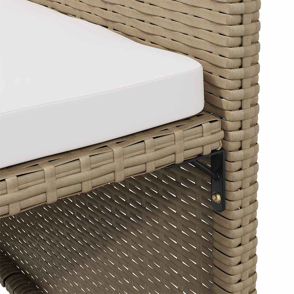vidaXL Garden Chairs with Stools 2 pcs Poly Rattan Beige