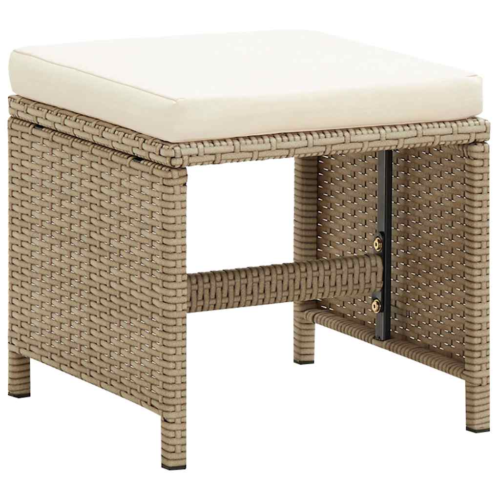 vidaXL Garden Chairs with Stools 2 pcs Poly Rattan Beige