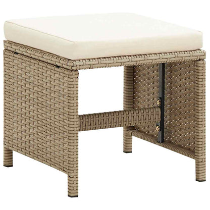 vidaXL Garden Chairs with Stools 2 pcs Poly Rattan Beige