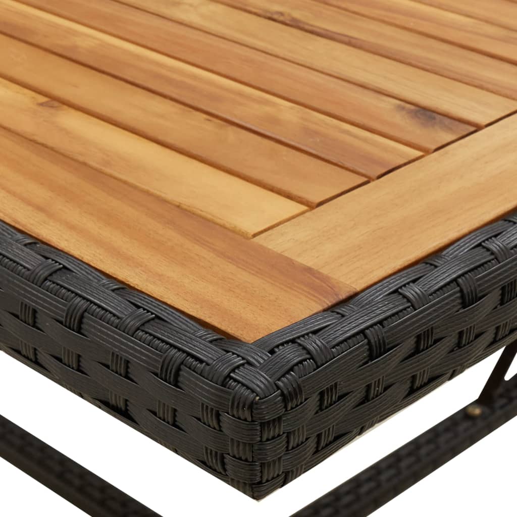 vidaXL Garden Table Black 109x107x74 cm Poly Rattan&Solid Wood Acacia