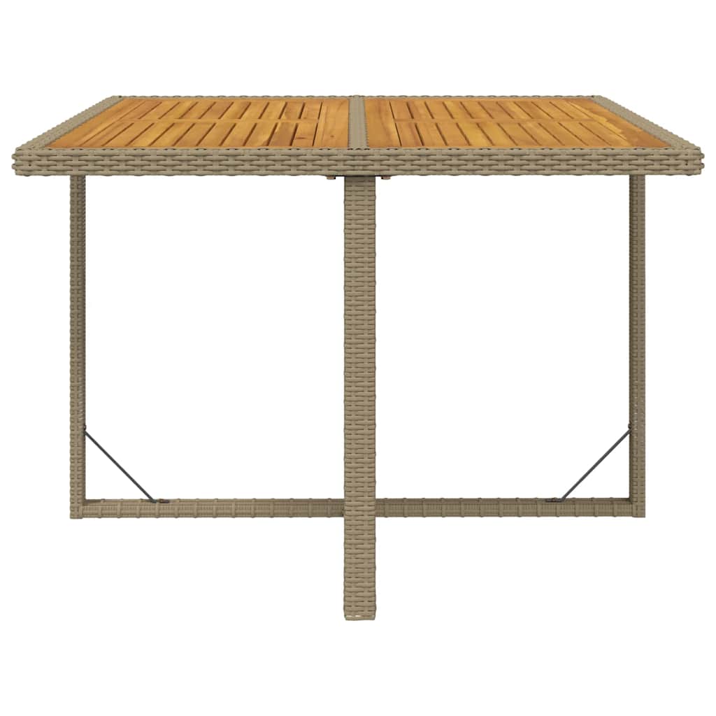 vidaXL Garden Table Beige 109x107x74 cm Poly Rattan&Solid Wood Acacia