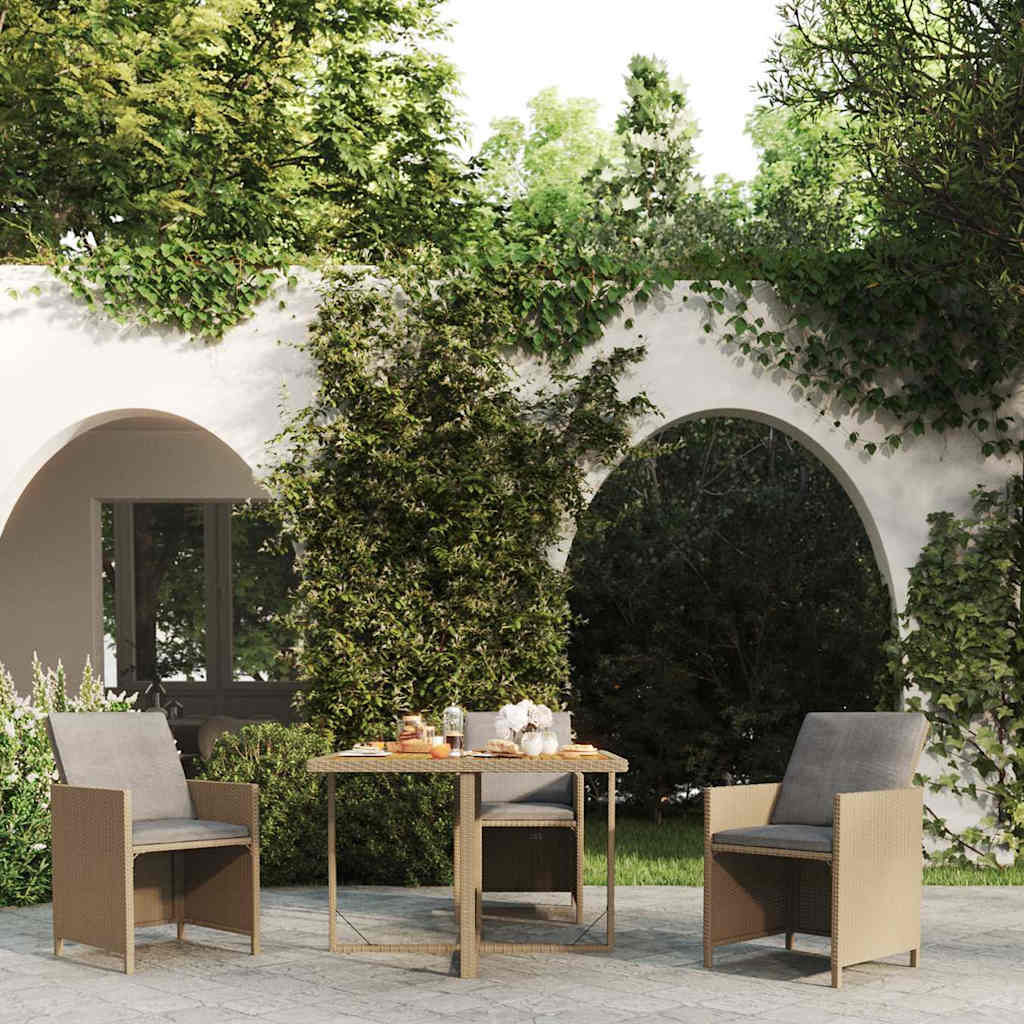 vidaXL Garden Table Beige 109x107x74 cm Poly Rattan&Solid Wood Acacia