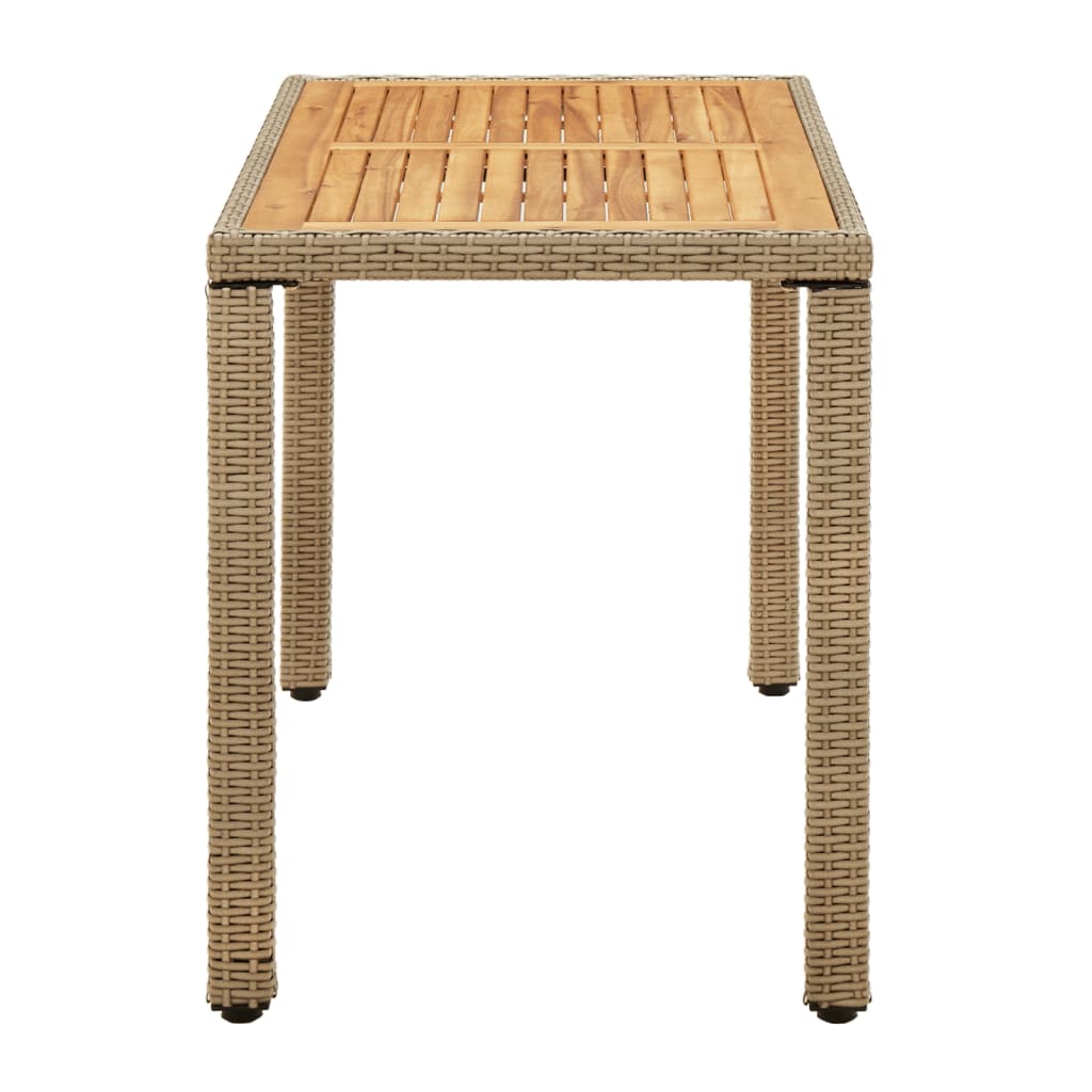 vidaXL Garden Table Beige 123x60x74 cm Poly Rattan&Solid Wood Acacia