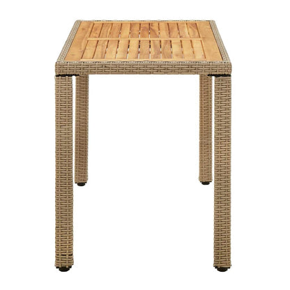 vidaXL Garden Table Beige 123x60x74 cm Poly Rattan&Solid Wood Acacia
