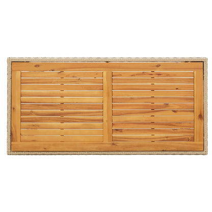 vidaXL Garden Table Beige 123x60x74 cm Poly Rattan&Solid Wood Acacia