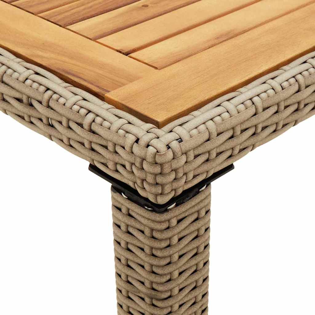 vidaXL Garden Table Beige 123x60x74 cm Poly Rattan&Solid Wood Acacia