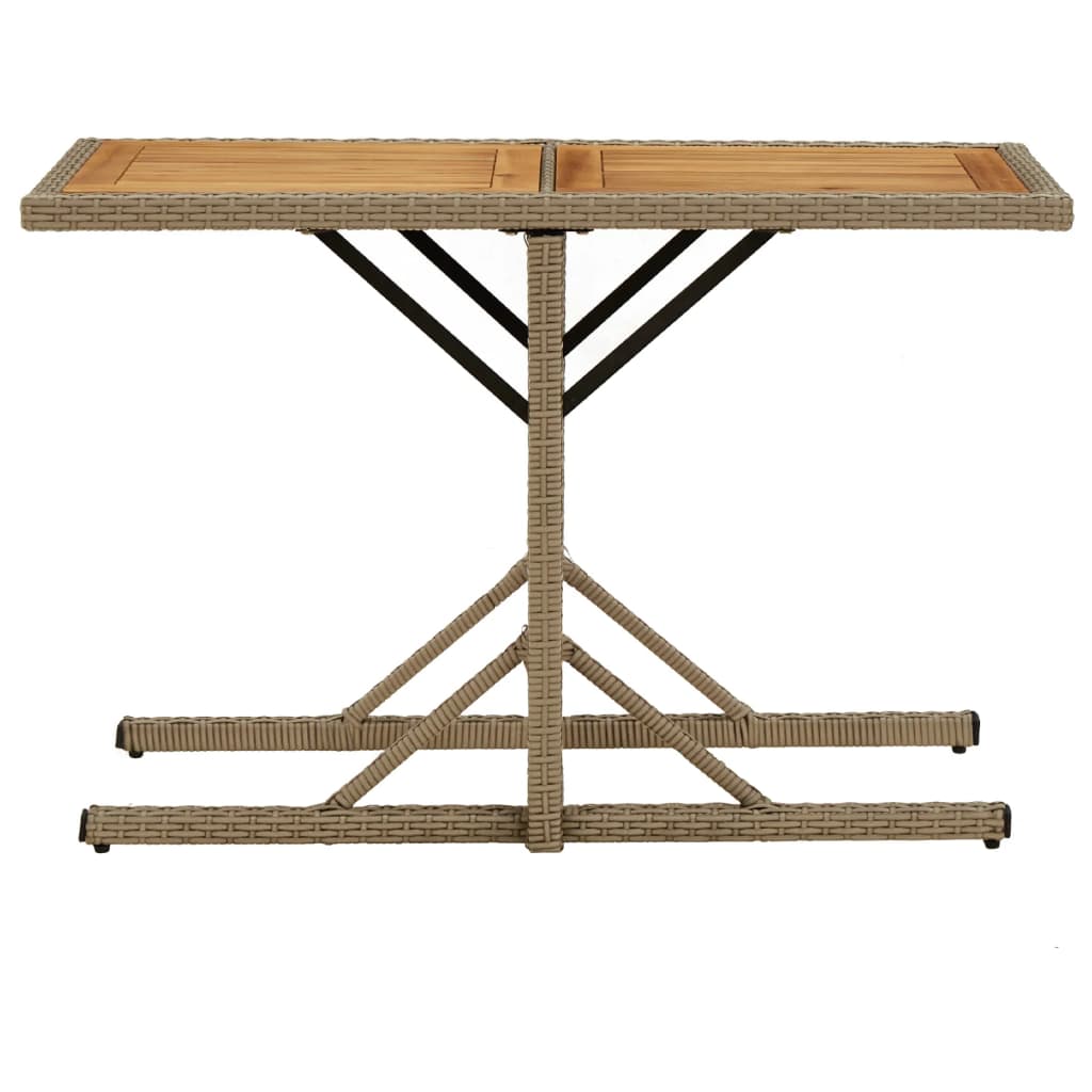vidaXL Garden Table Beige Solid Wood Acacia and Poly Rattan