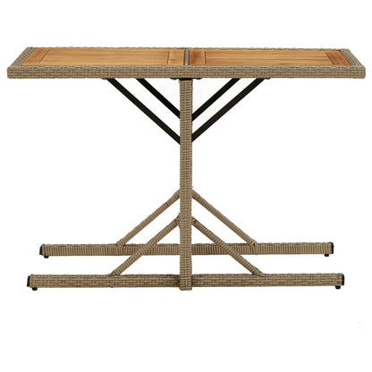 vidaXL Garden Table Beige Solid Wood Acacia and Poly Rattan