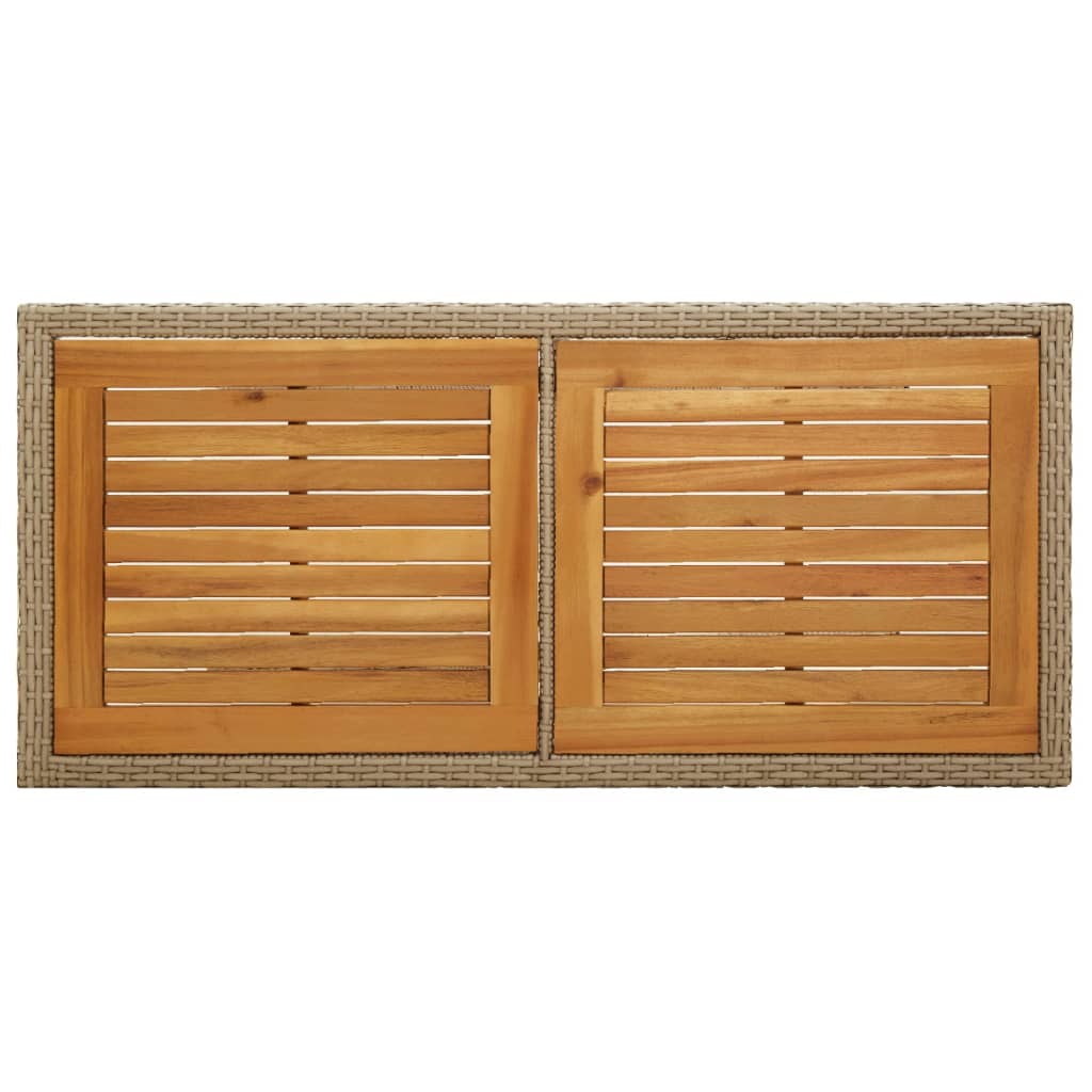 vidaXL Garden Table Beige Solid Wood Acacia and Poly Rattan