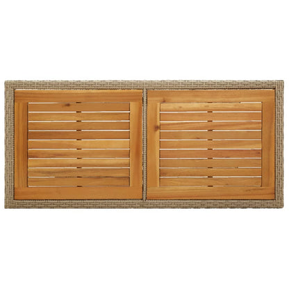 vidaXL Garden Table Beige Solid Wood Acacia and Poly Rattan