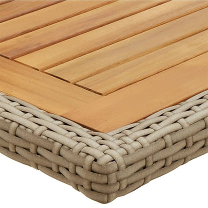 vidaXL Garden Table Beige Solid Wood Acacia and Poly Rattan