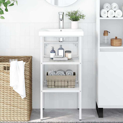 338484 vidaXL Bathroom Washbasin Frame White 40x38x83 cm Iron