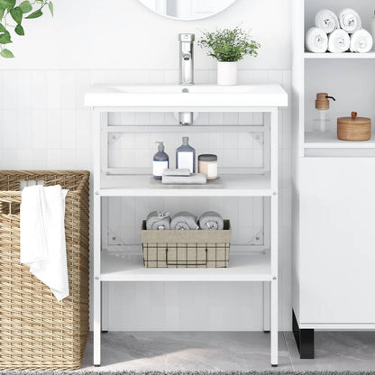 338485 vidaXL Bathroom Washbasin Frame White 59x38x83 cm Iron
