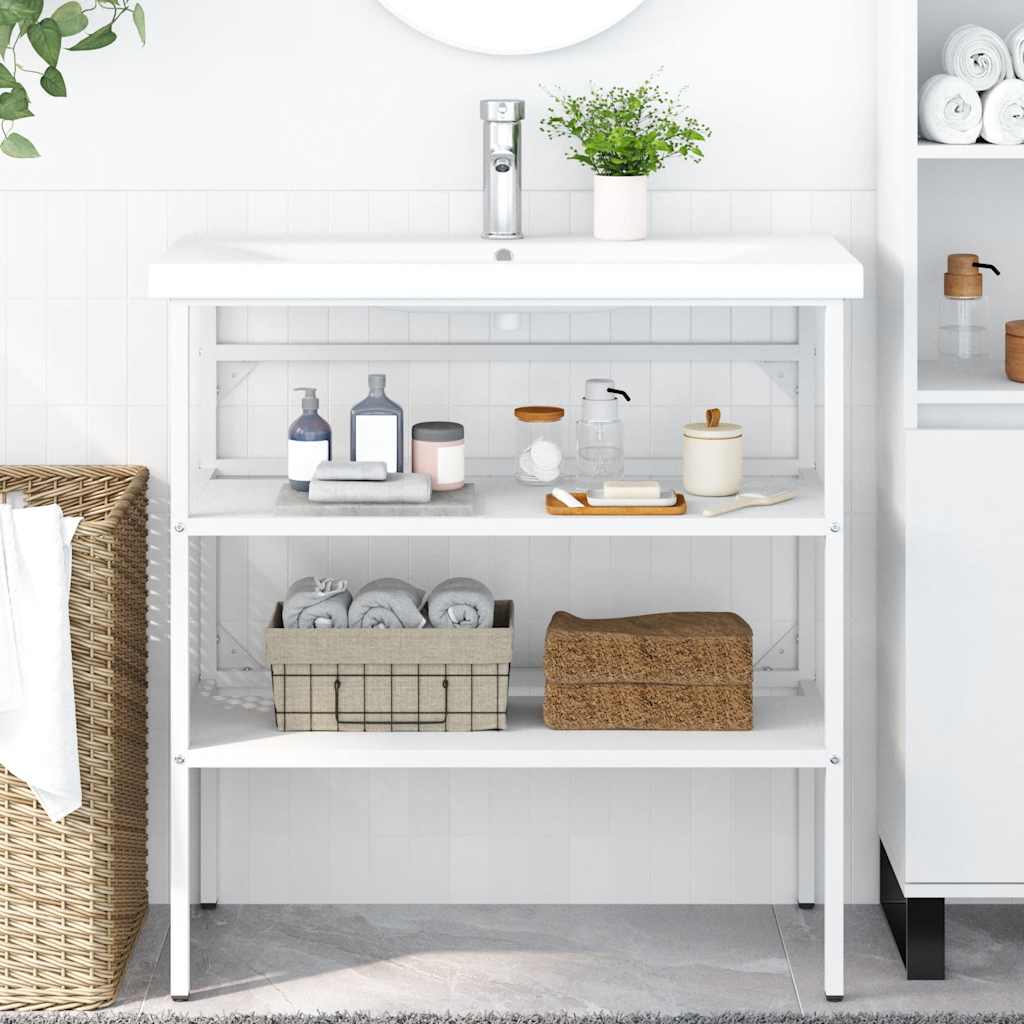vidaXL Bathroom Washbasin Frame White 79x38x83 cm Iron