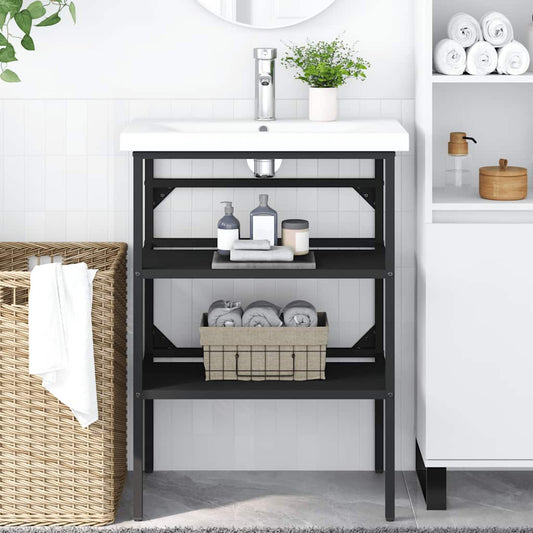 vidaXL Bathroom Washbasin Frame Black 59x38x83 cm Iron