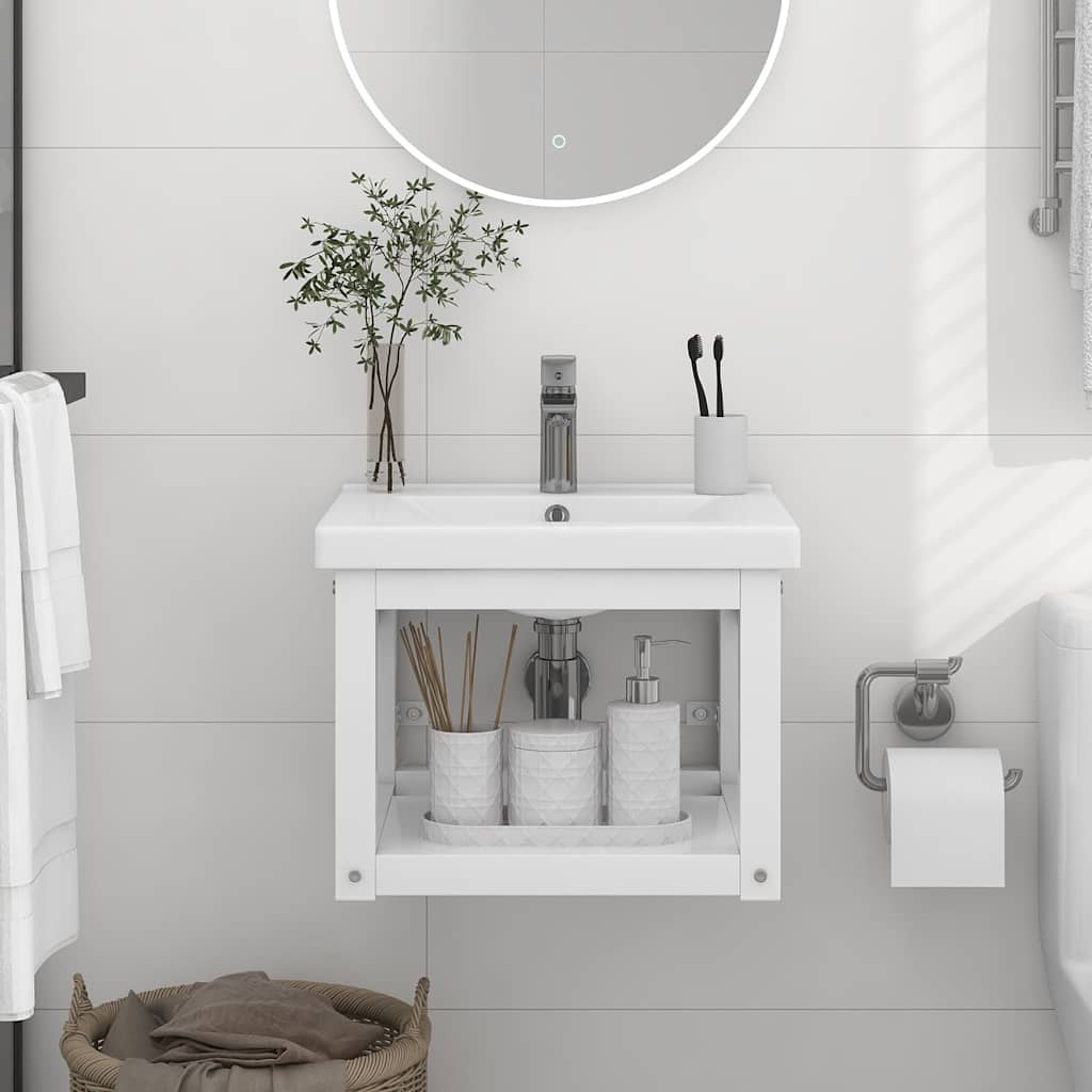 338490 vidaXL Wall-mounted Bathroom Washbasin Frame White 40x38x31 cm Iron