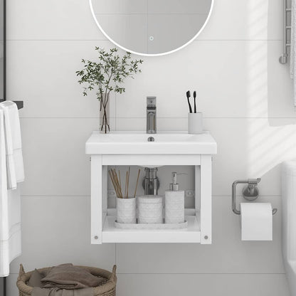 338490 vidaXL Wall-mounted Bathroom Washbasin Frame White 40x38x31 cm Iron