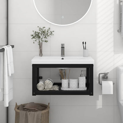 338494 vidaXL Wall-mounted Bathroom Washbasin Frame Black 59x38x31 cm Iron