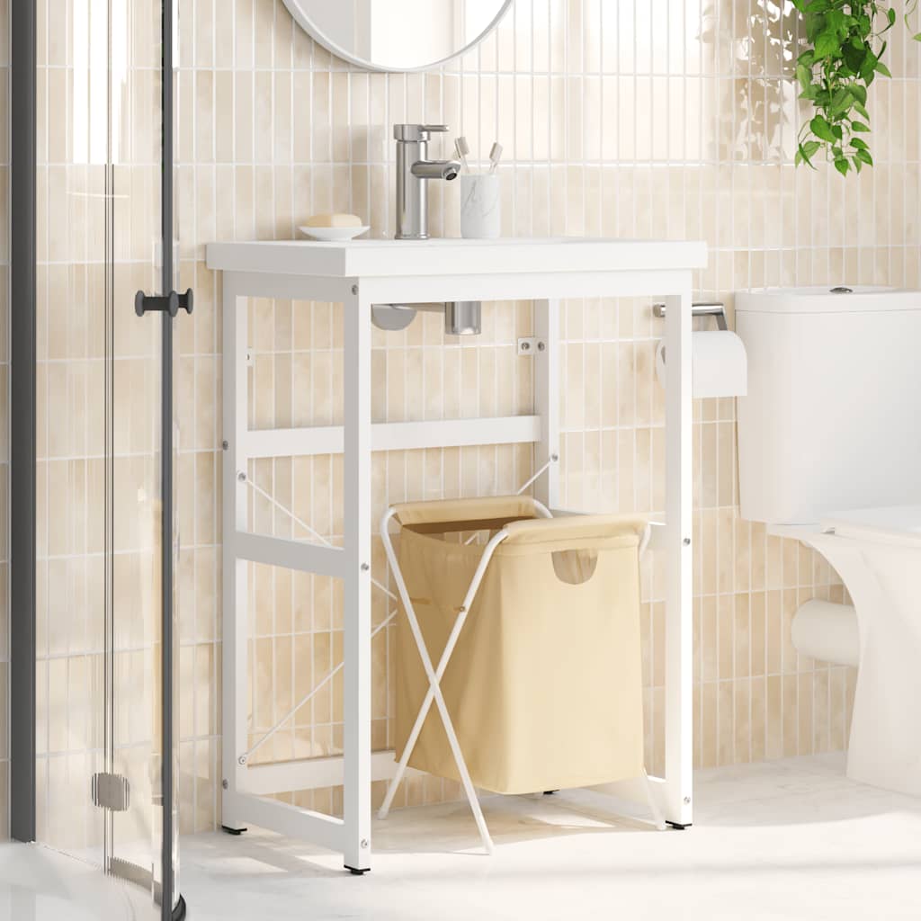 vidaXL Bathroom Washbasin Frame White 59x38x83 cm Iron