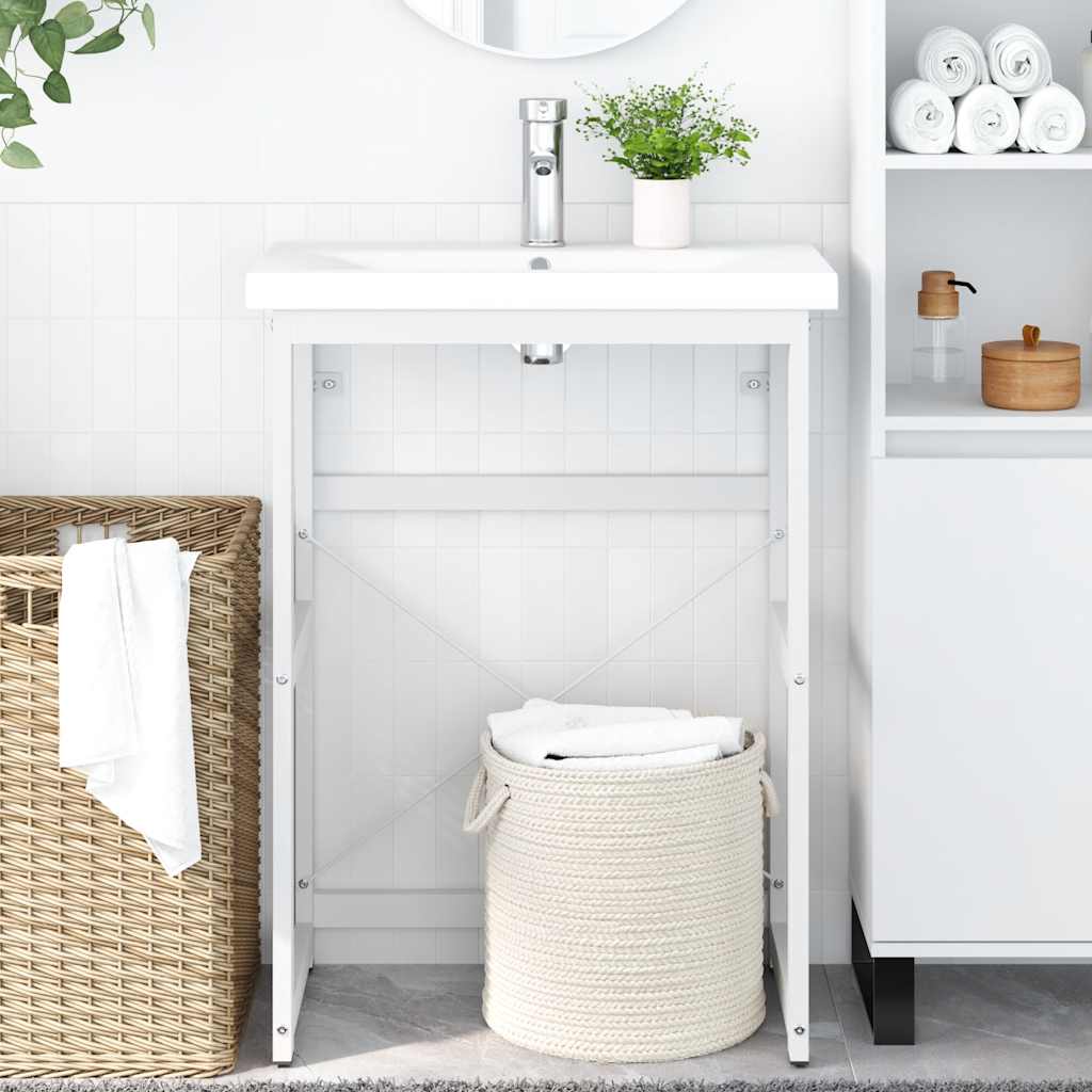 vidaXL Bathroom Washbasin Frame White 59x38x83 cm Iron