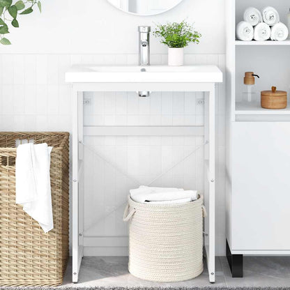 vidaXL Bathroom Washbasin Frame White 59x38x83 cm Iron
