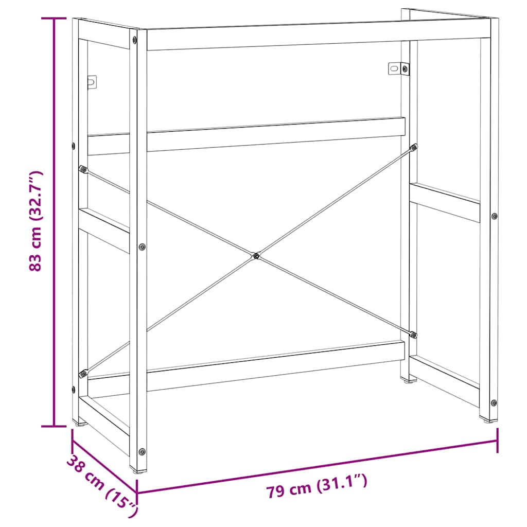 338498 vidaXL Bathroom Washbasin Frame White 79x38x83 cm Iron