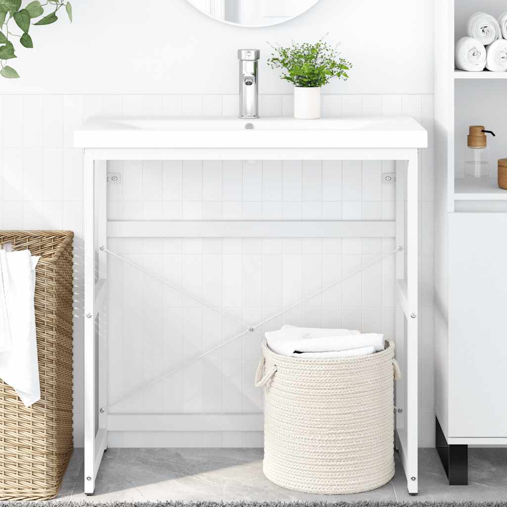 vidaXL Bathroom Washbasin Frame White 79x38x83 cm Iron
