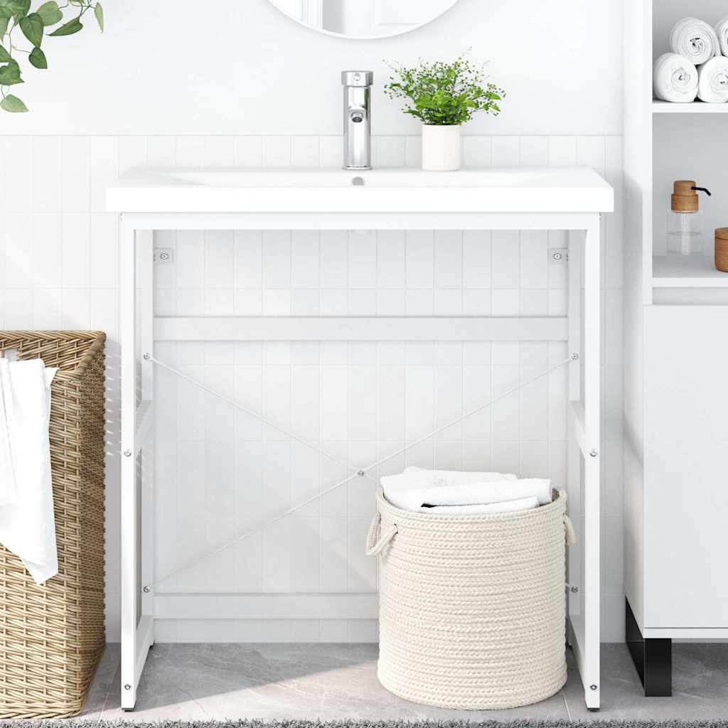 338498 vidaXL Bathroom Washbasin Frame White 79x38x83 cm Iron