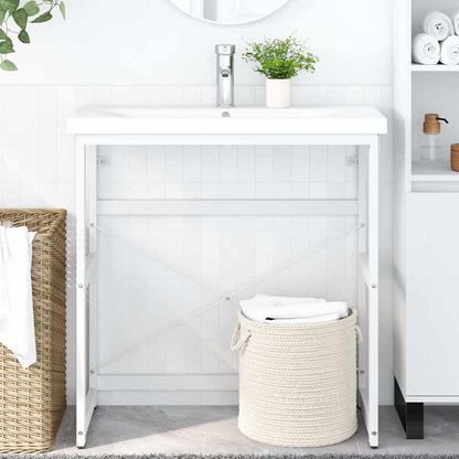 338498 vidaXL Bathroom Washbasin Frame White 79x38x83 cm Iron