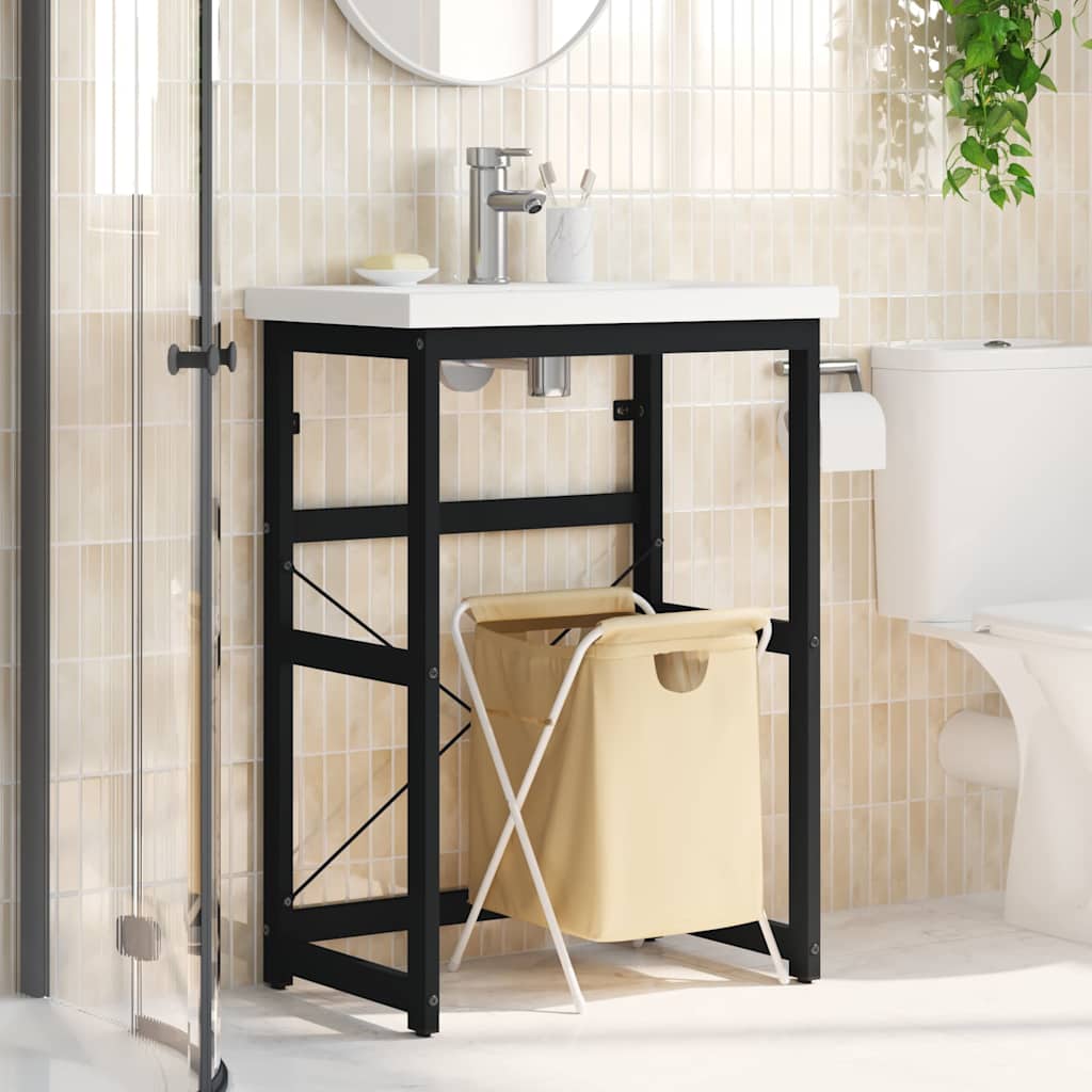 338500 vidaXL Bathroom Washbasin Frame Black 59x38x83 cm Iron