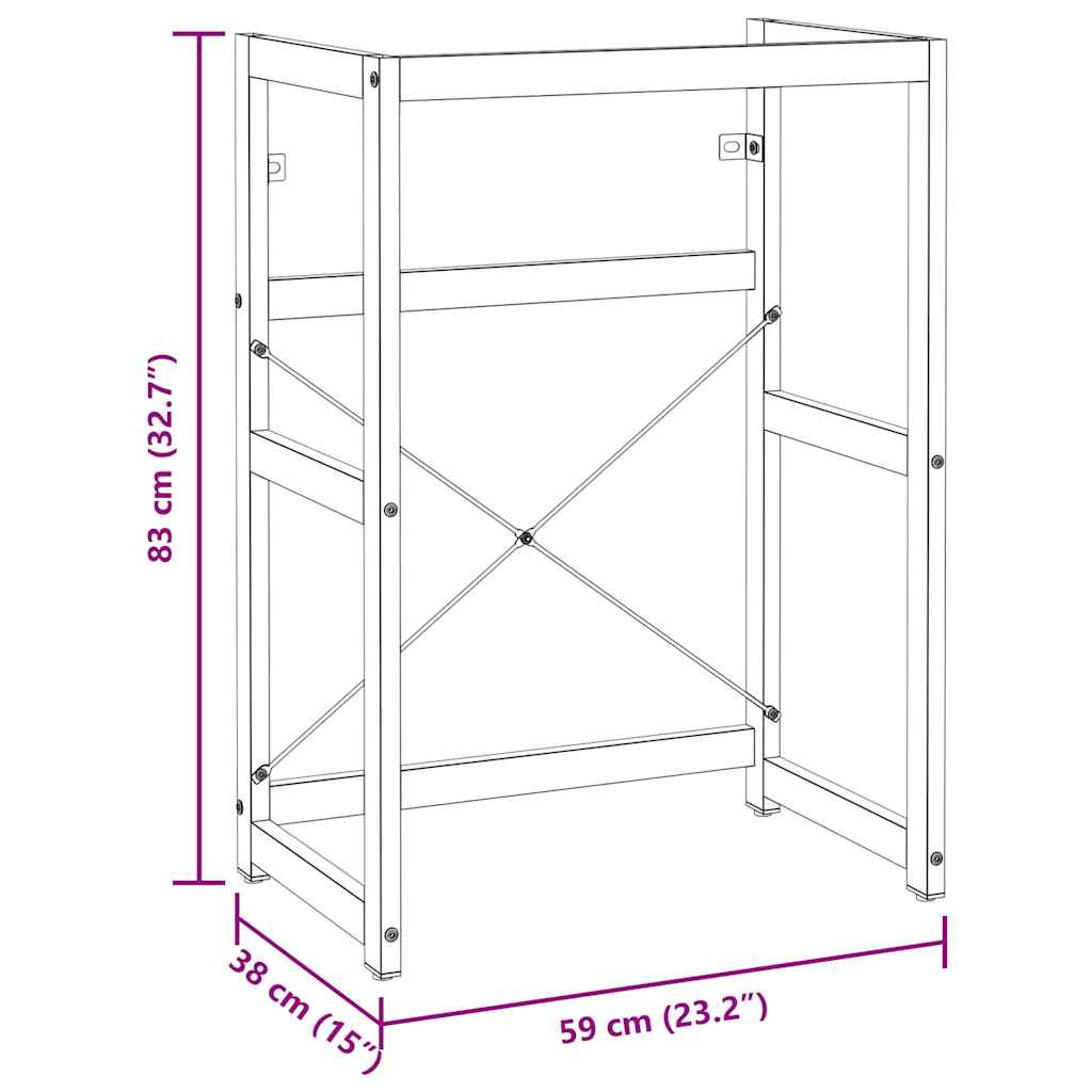 338500 vidaXL Bathroom Washbasin Frame Black 59x38x83 cm Iron