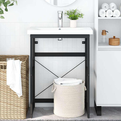 338500 vidaXL Bathroom Washbasin Frame Black 59x38x83 cm Iron