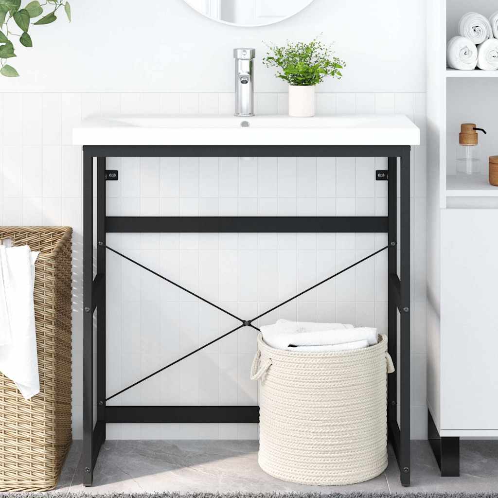vidaXL Bathroom Washbasin Frame Black 79x38x83 cm Iron