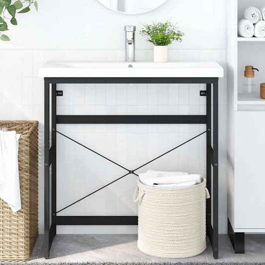 vidaXL Bathroom Washbasin Frame Black 79x38x83 cm Iron