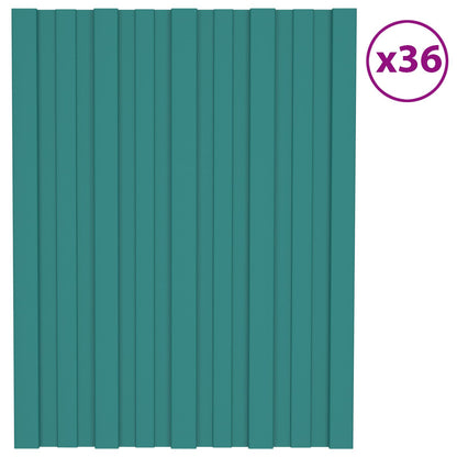 vidaXL Roof Panel 36 pcs Green 60 x 45 cm Galvanised steel