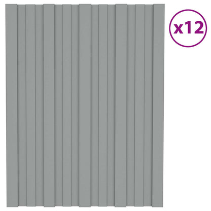 vidaXL Roof Panel 12 pcs Grey 60 x 45 cm Galvanised steel